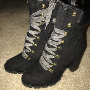 Material Girl Black Lace Up Hazil Bootie!!